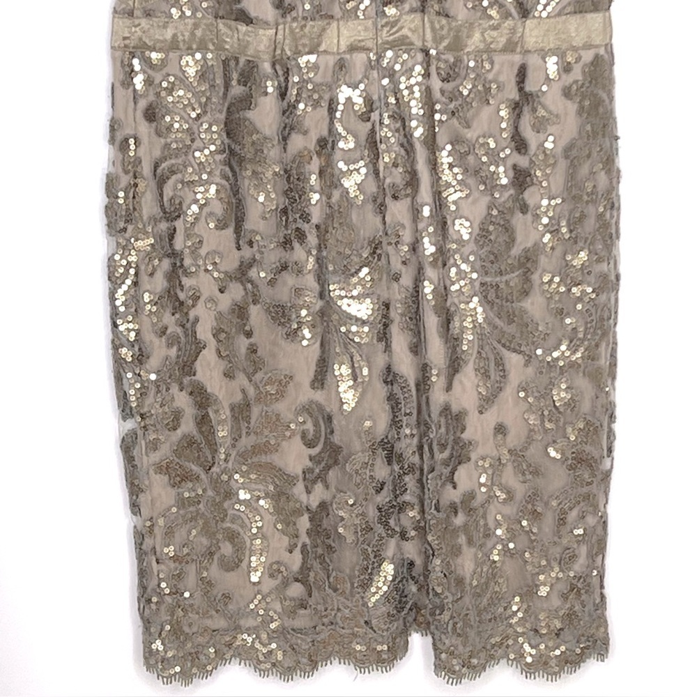 Tadashi Shoji Sequin Lace V-Neck Cocktail Dress - Picture 10 of 15